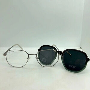 ECO Unisex Caraway SIL Eyeglasses Frames & Polarized Sun Clip On. RXable NWT